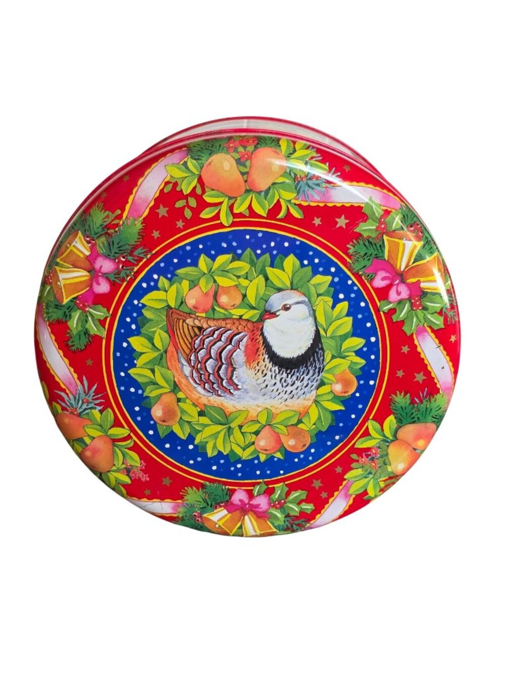 Vintage 1992 Lilian Vernon Bird Nesting Bell Fruit Christmas Tin
